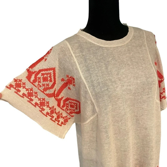 CENTRAL PARK WEST Linen Blend Cross Stitch Top Large - Picture 3 of 9